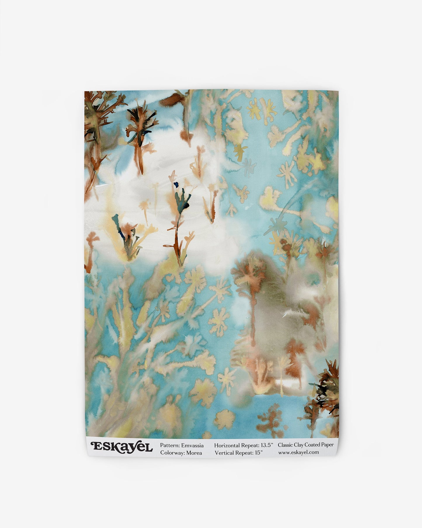 A blue and white Emvasia Wallpaper with a tree on it