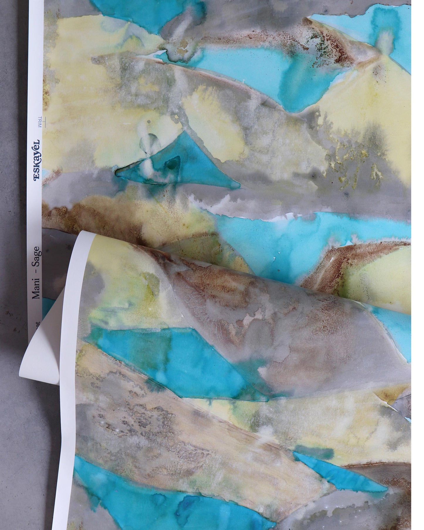 A watercolor painting of Greece's Mani region, on a piece of Mani Wallpaper Sage