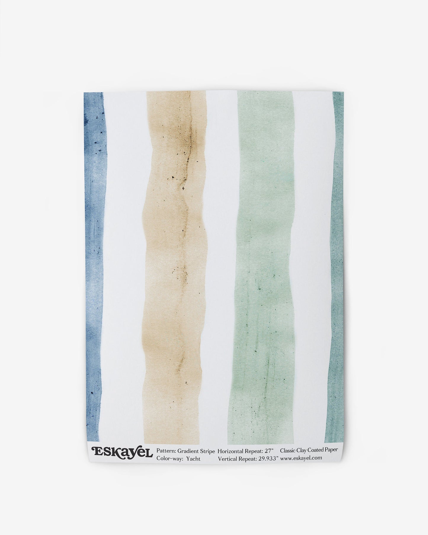 A Gradient Stripe Wallpaper Yacht pattern on a white piece of fabric