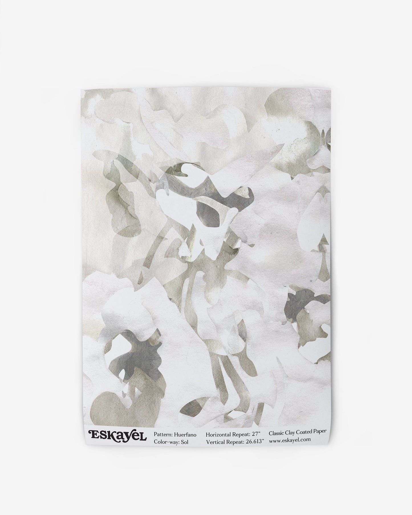 A white and gray Huerfano Wallpaper Sample wallpaper with a white flower on it