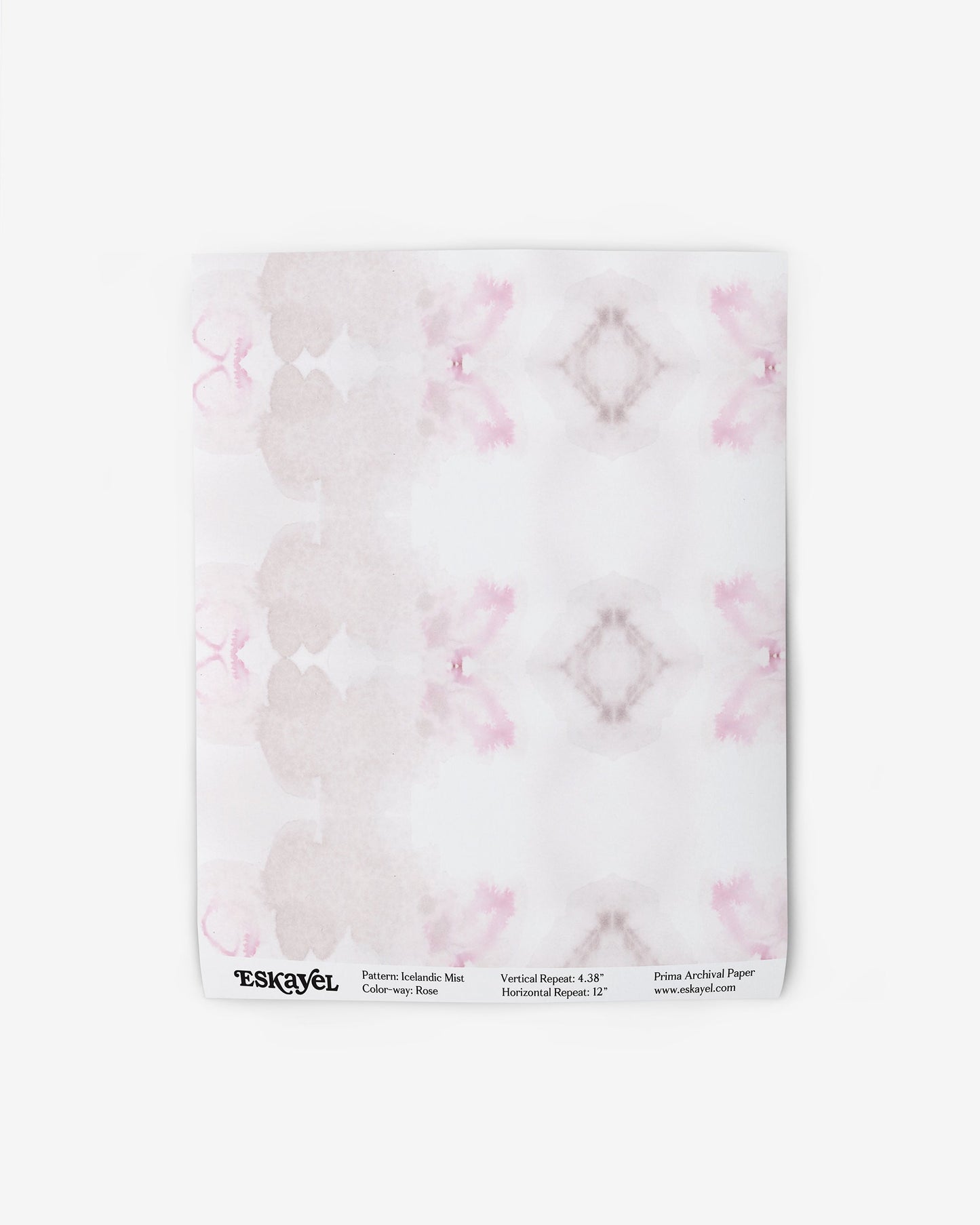 A pink and white Icelandic Mist Wallpaper Rose with a floral pattern, featuring an abstract aesthetic