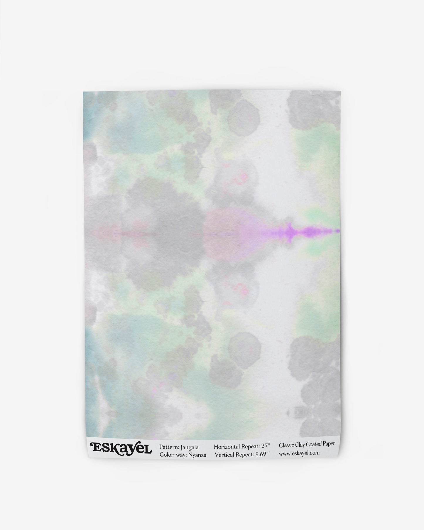 A white fabric with an abstract design on it, the Jangala Wallpaper Nyanza
