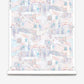 A La Scala Wallpaper Multi luxury wallpaper with a custom fabric design in pink and blue