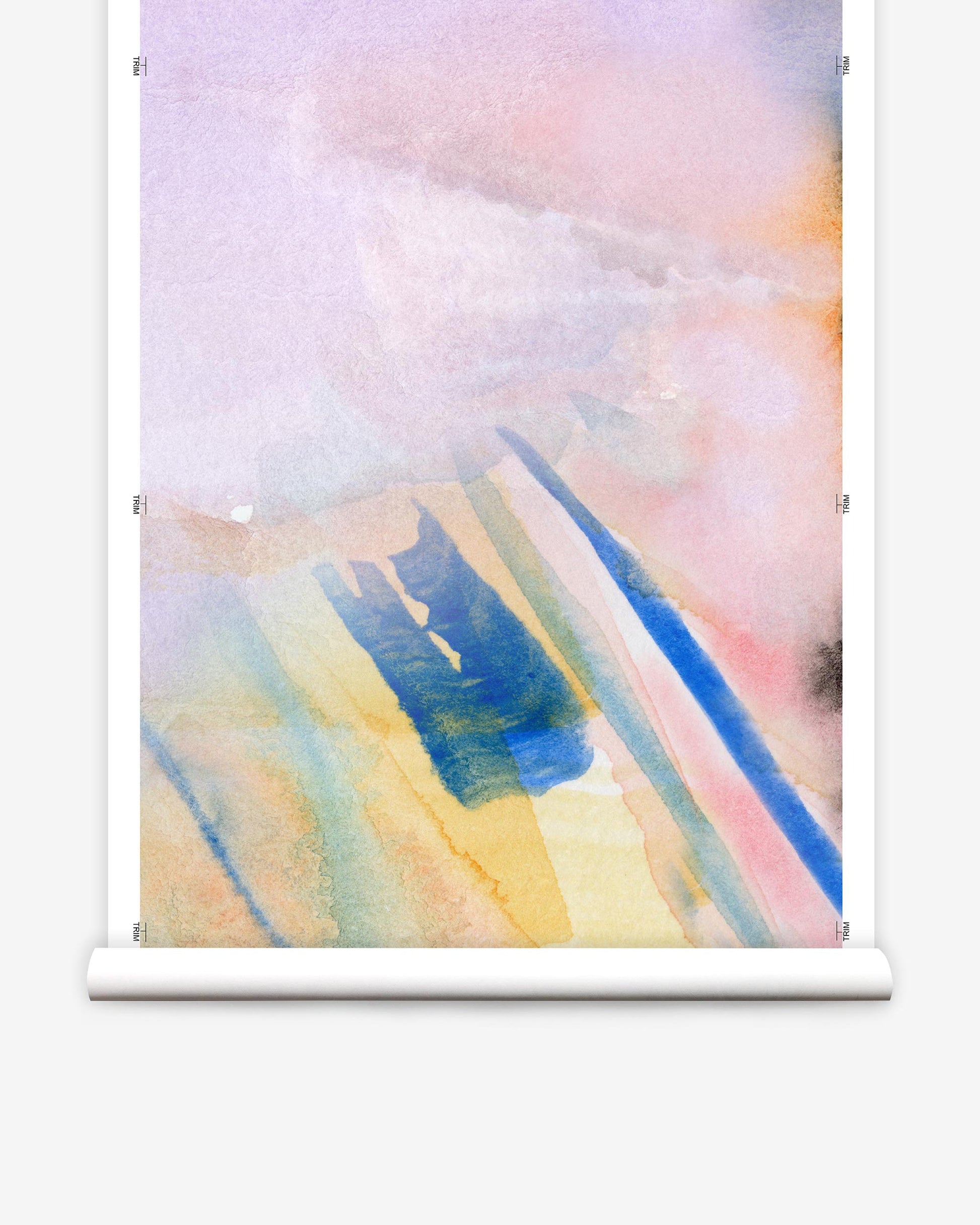 A watercolor painting on a Lily's View Wallpaper Mural Dawn