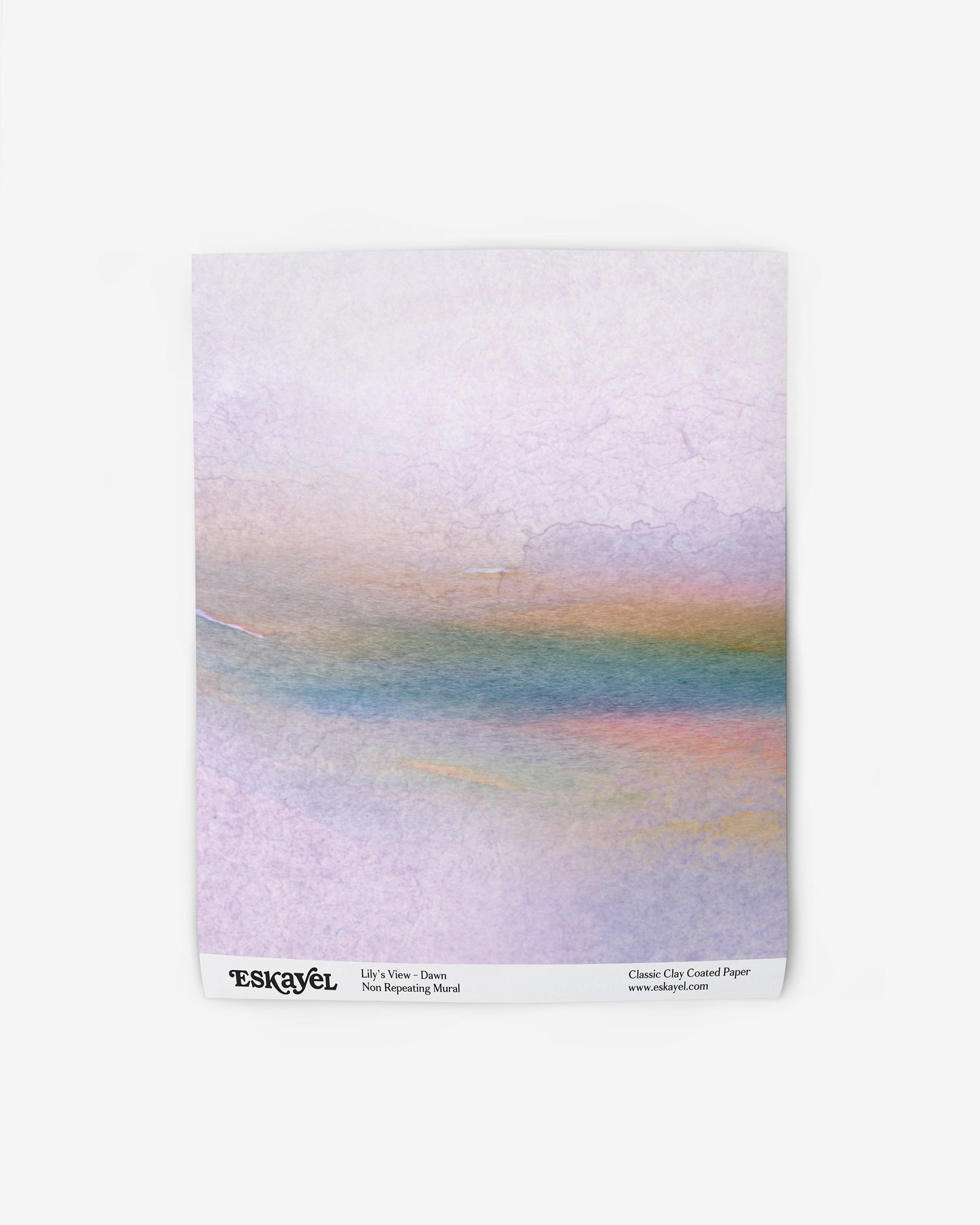 An abstract watercolor painting on wallpaper from Eskayel's Lily's View Wallpaper Mural Dawn Collection, showcasing luxury mural designon wallpaper