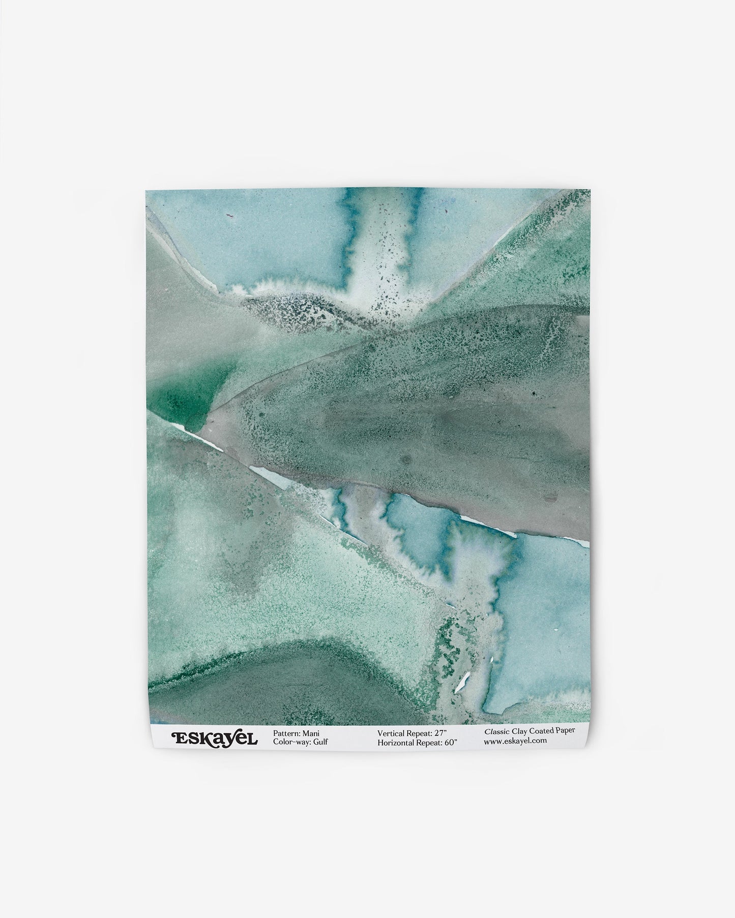 A green and blue Mani Wallpaper Sample Gulf on wallpaper