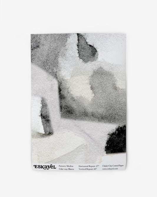 a sample of the Medina Wallpaper Sample Blanca on wallpaper