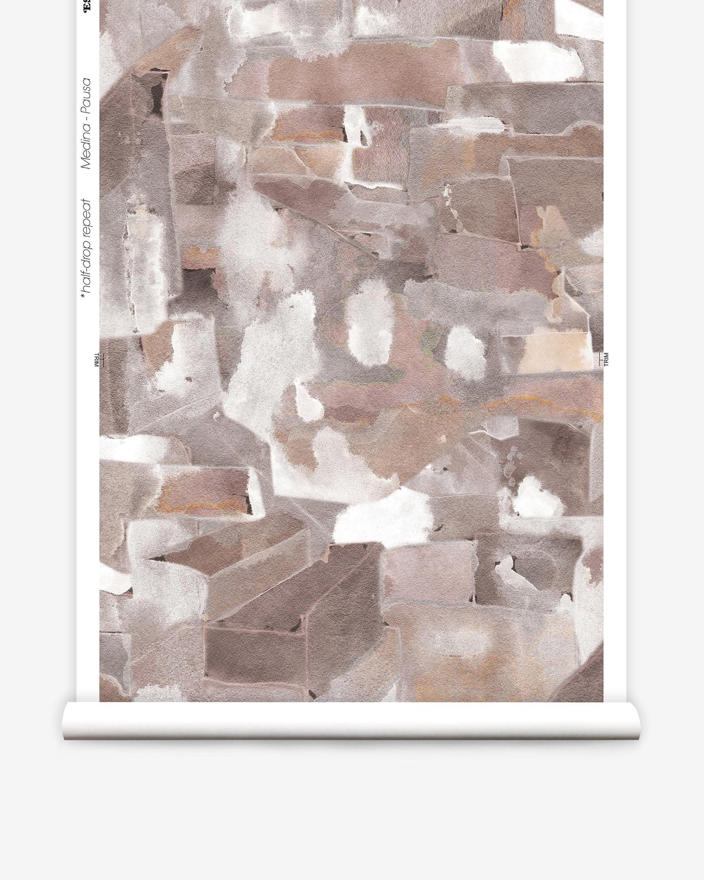 A high-end Medina Wallpaper with a painting of Marrakesh roofs in beige and brown colors