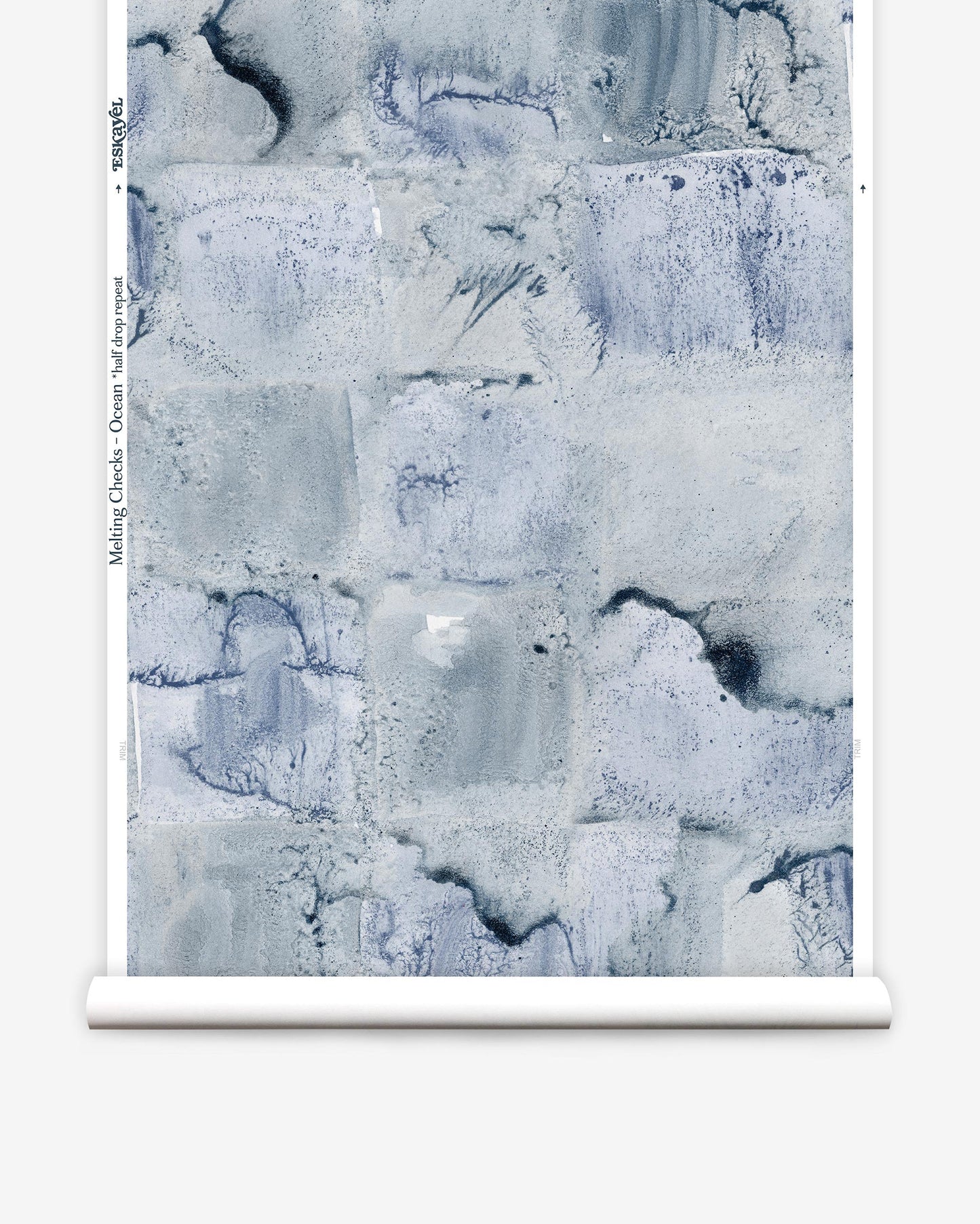 A Melting Checks Wallpaper Ocean with a textured modern spirit in an Ocean colorway on wallpaper