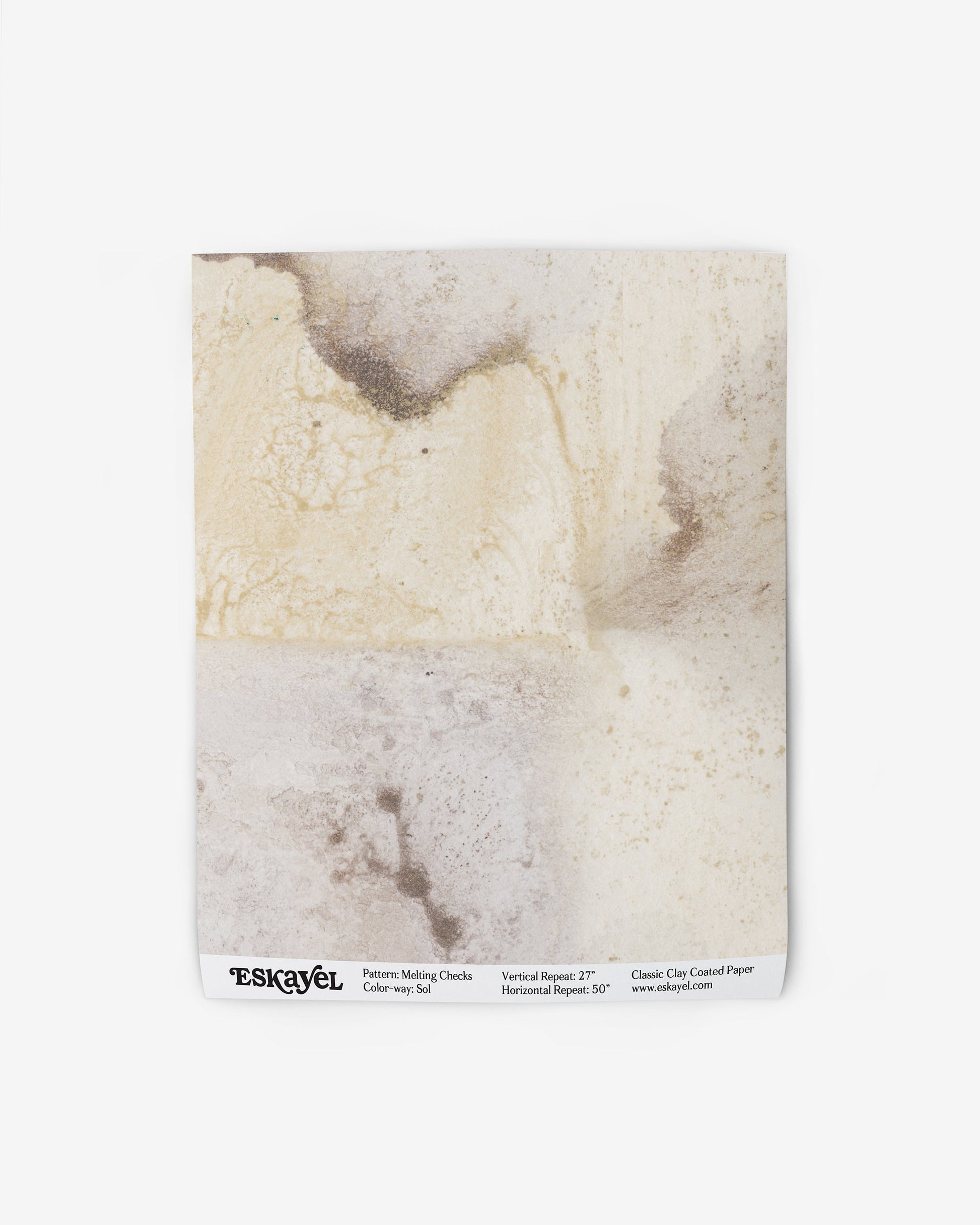 A white piece of Melting Checks Wallpaper Sol with a geometric structure pattern on it