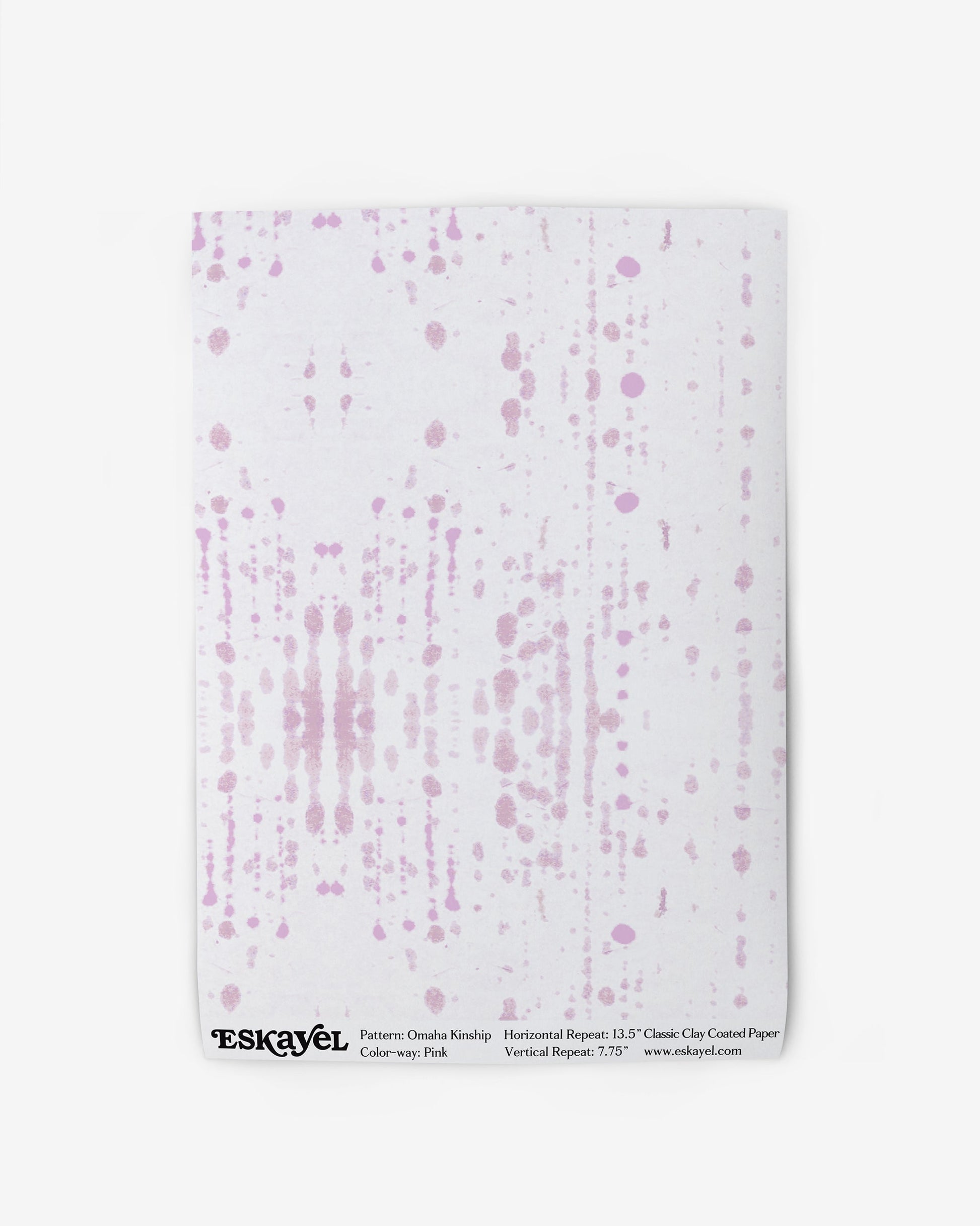 A pink and white abstract pattern on wallpaper inspired by the Kwoma people of Papua New Guinea, the Omaha Kinship Wallpaper Pinkon wallpaper