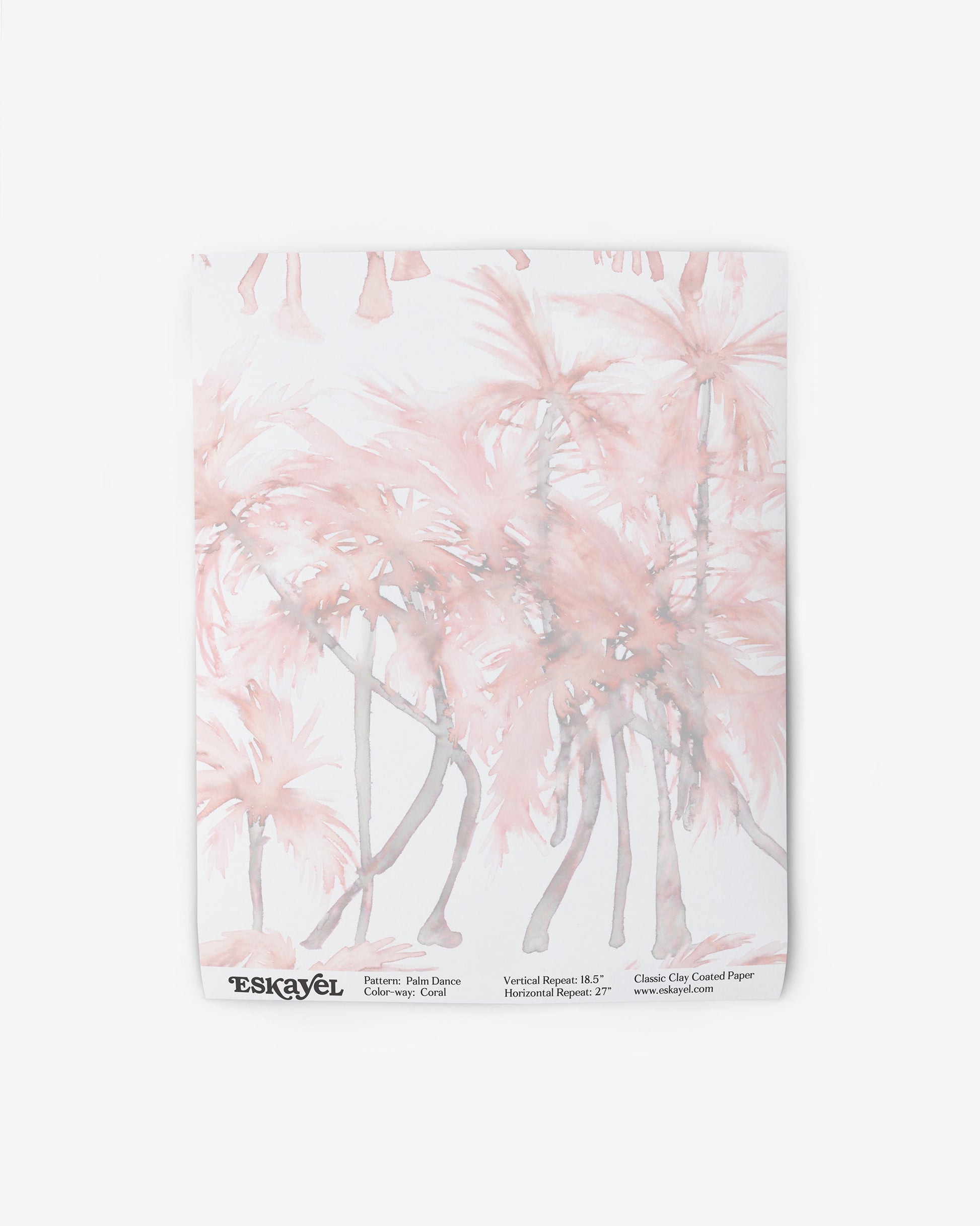 Palm Dance Wallpaper Sample Coral and white wallpaper with palm trees on it