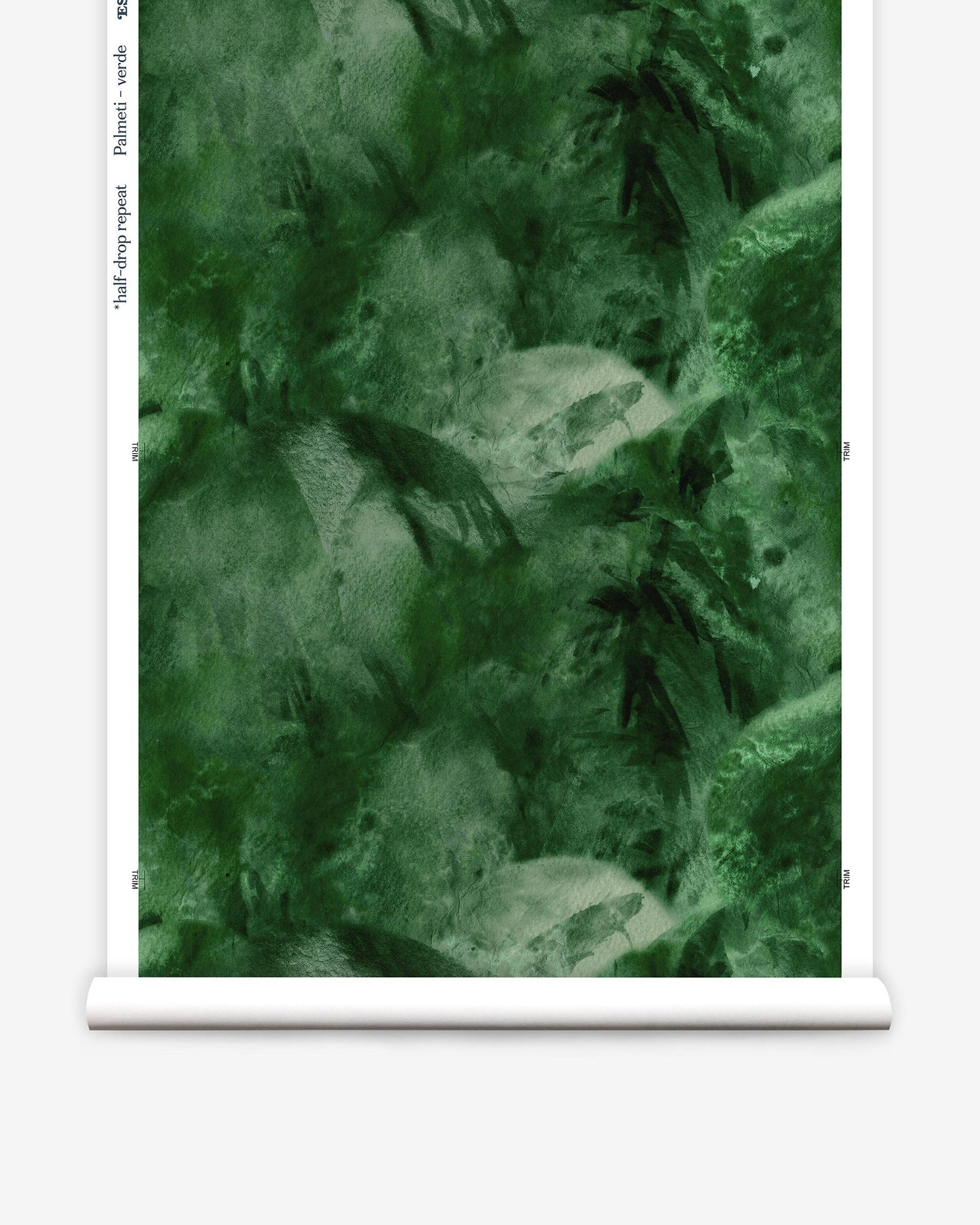 A Palmeti Wallpaper Verde fabric pattern with green tones on wallpaper
