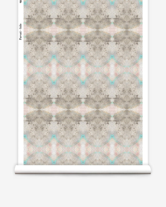 A roll of wallpaper with an Parvati Wallwallpaper Hide pattern on it