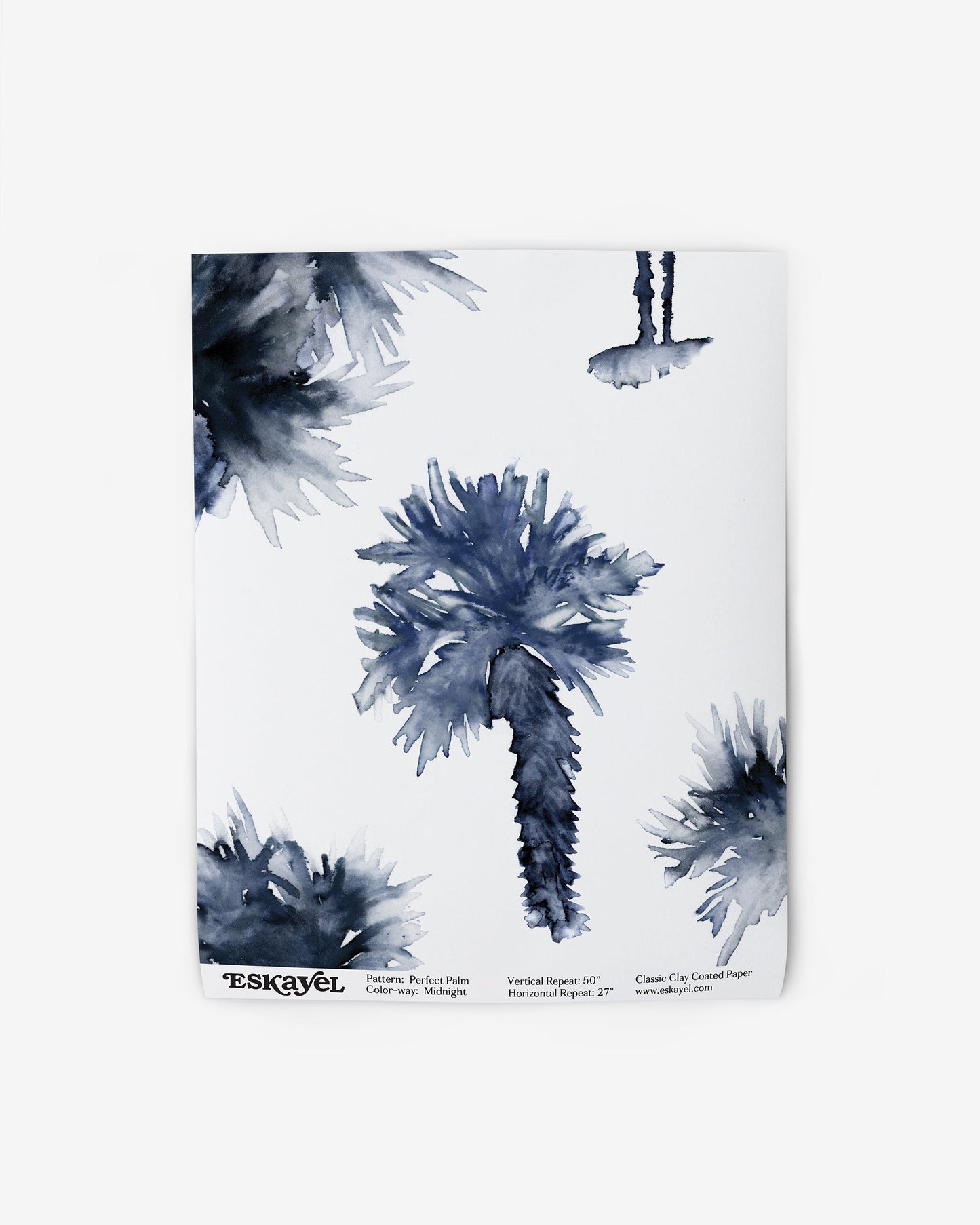 A watercolor style painting of Perfect Palm Wallpaper Midnight on wallpaper