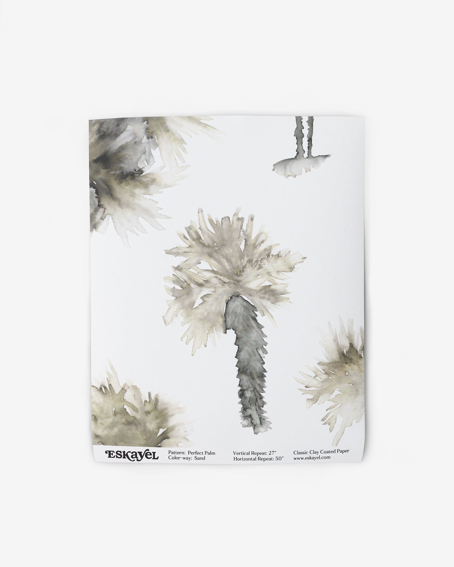 A watercolor painting of Perfect Palm Wallpaper Sand in a watercolor style on wallpaper