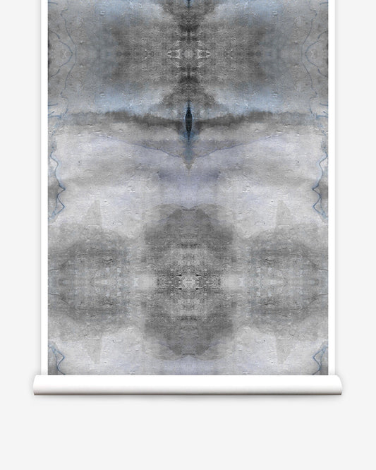 A high-end Poolside Wallpaper Indigo with a blue and white design on wallpaper