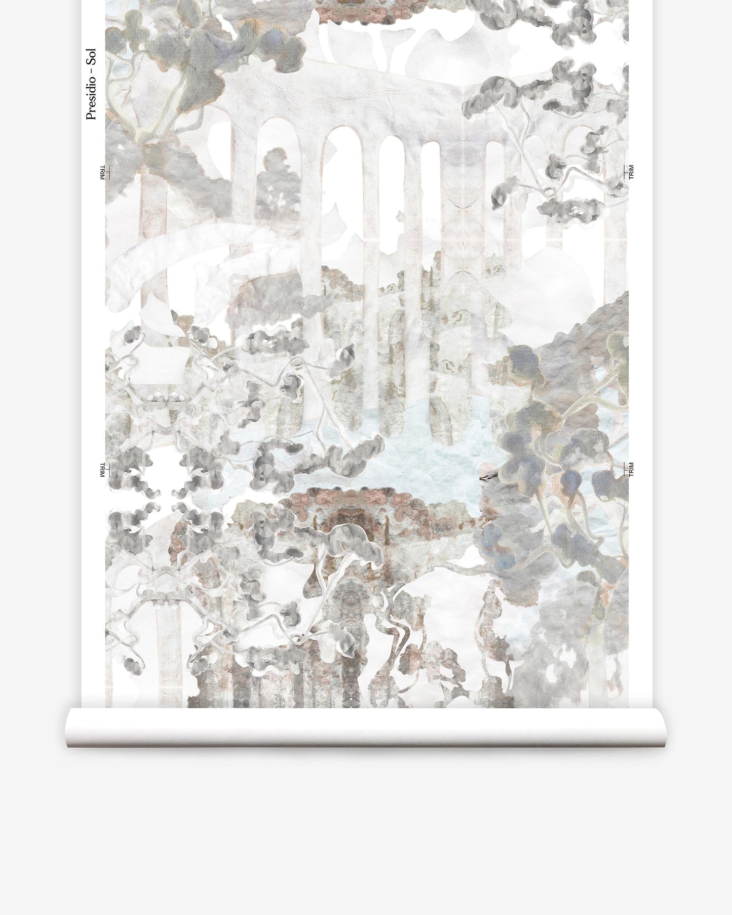 A roll of Presidio Wallpaper||Sol with an abstract design on it.