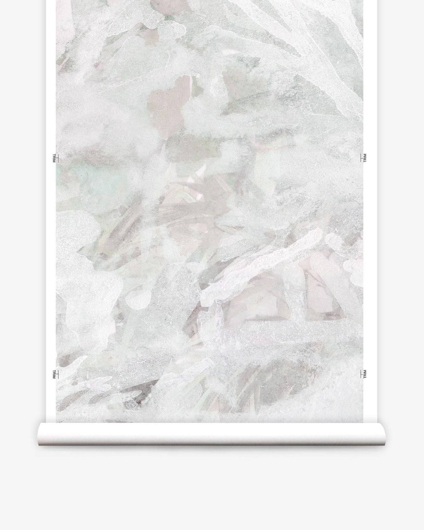 A roll of Regalo di Dio Wallpaper Mural Alba with white and gray flowers on it