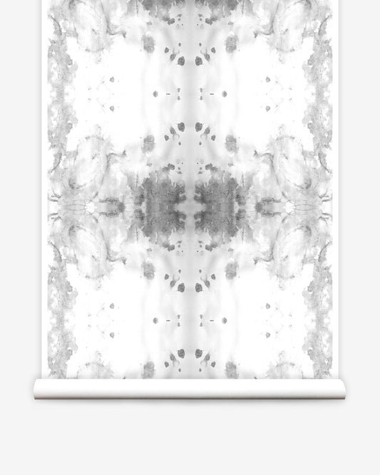 A white and gray Roman Ram Wallpaper Greyscale on a background