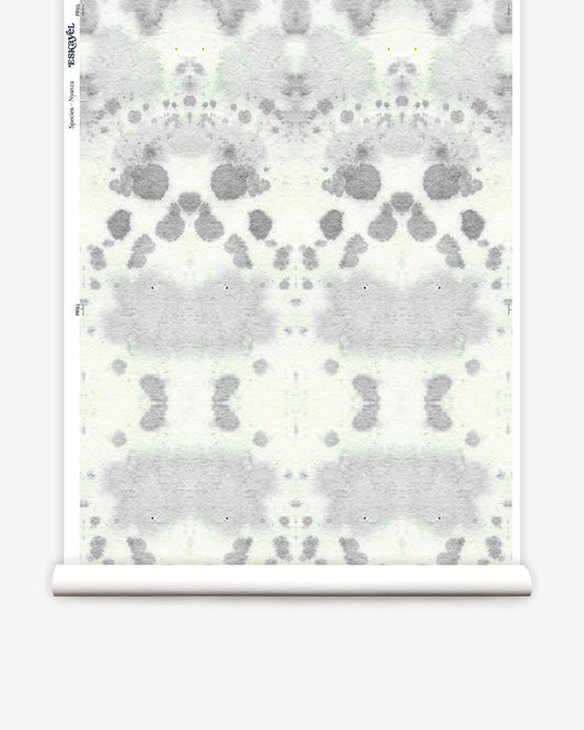 A roll of Species Wallpaper with a jungle-esque kaleidoscopic effect