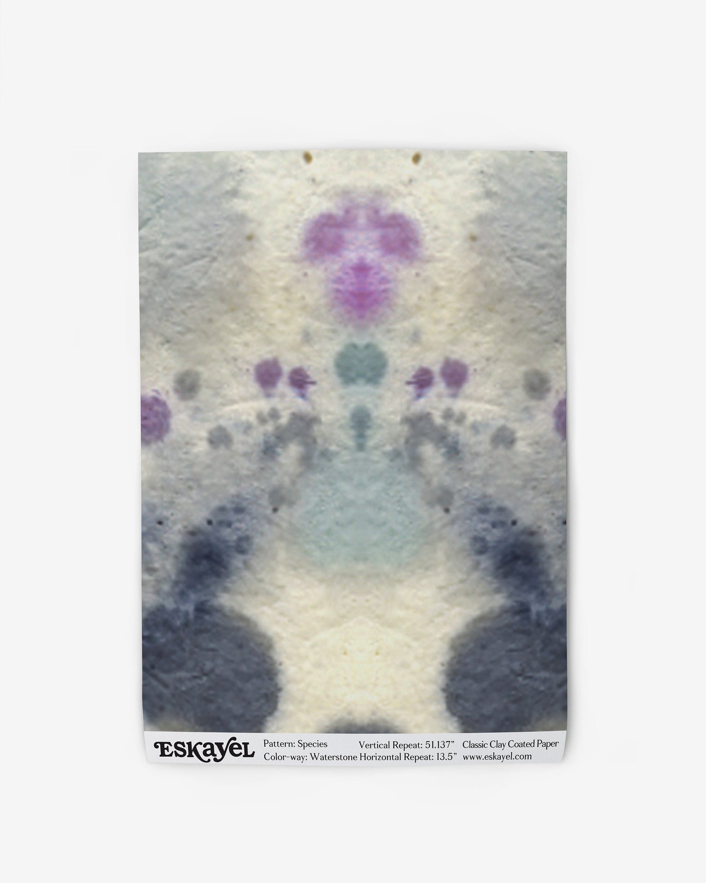 A Species Wallpaper Sample with a purple and blue pattern on it