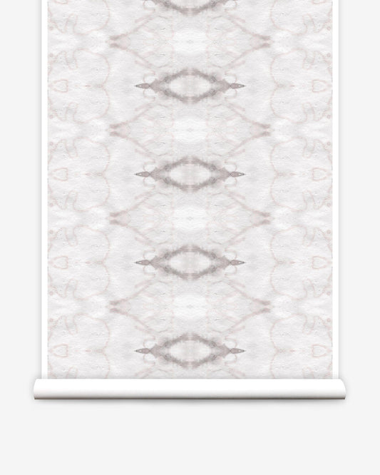 A white and grey The Knitting Wallpaper Rooster luxury wallpaper with a geometric pattern