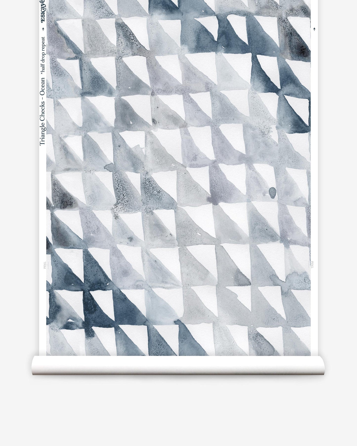 A blue and white luxury Triangle Checks Wallpaper Ocean with geometric sequences in the Triangle Checks collection