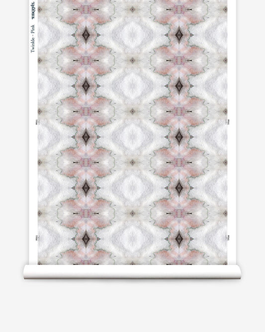 A pink and white Twinkle Wallpaper Pink on a roll