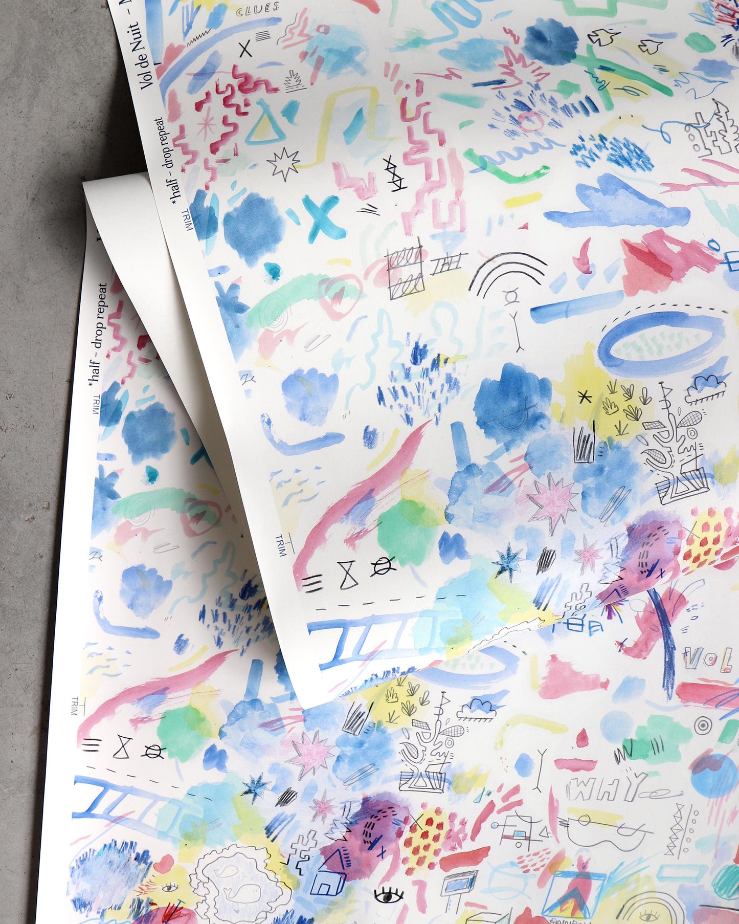 A piece of Vol de Nuit Wallpaper Multi, created collaboratively by Vol de Nuit and Eskayel