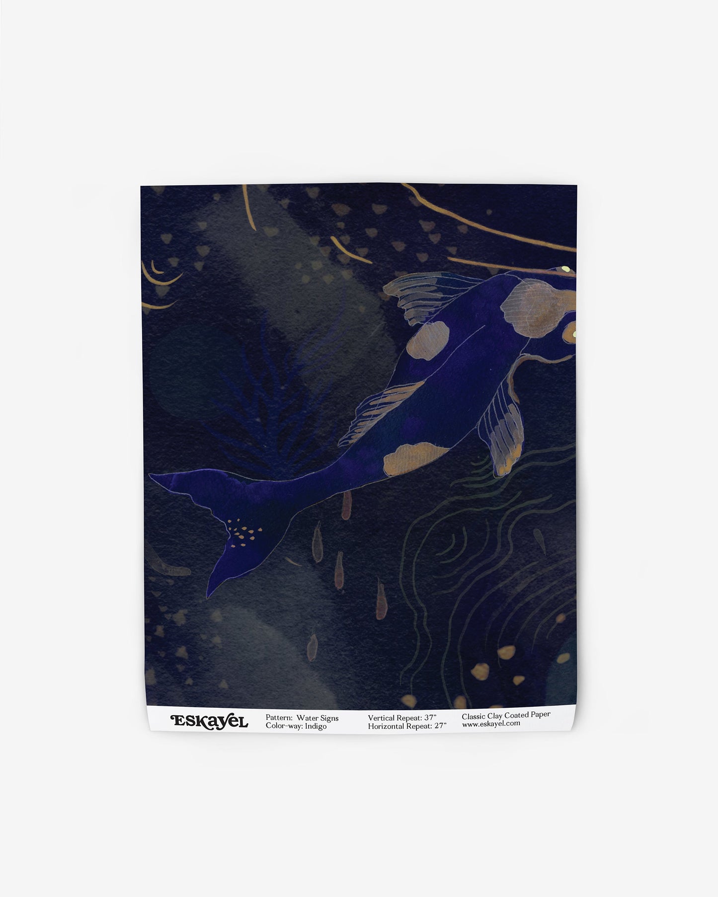 A koi fish on a Water Signs Wallpaper in the Indigo color