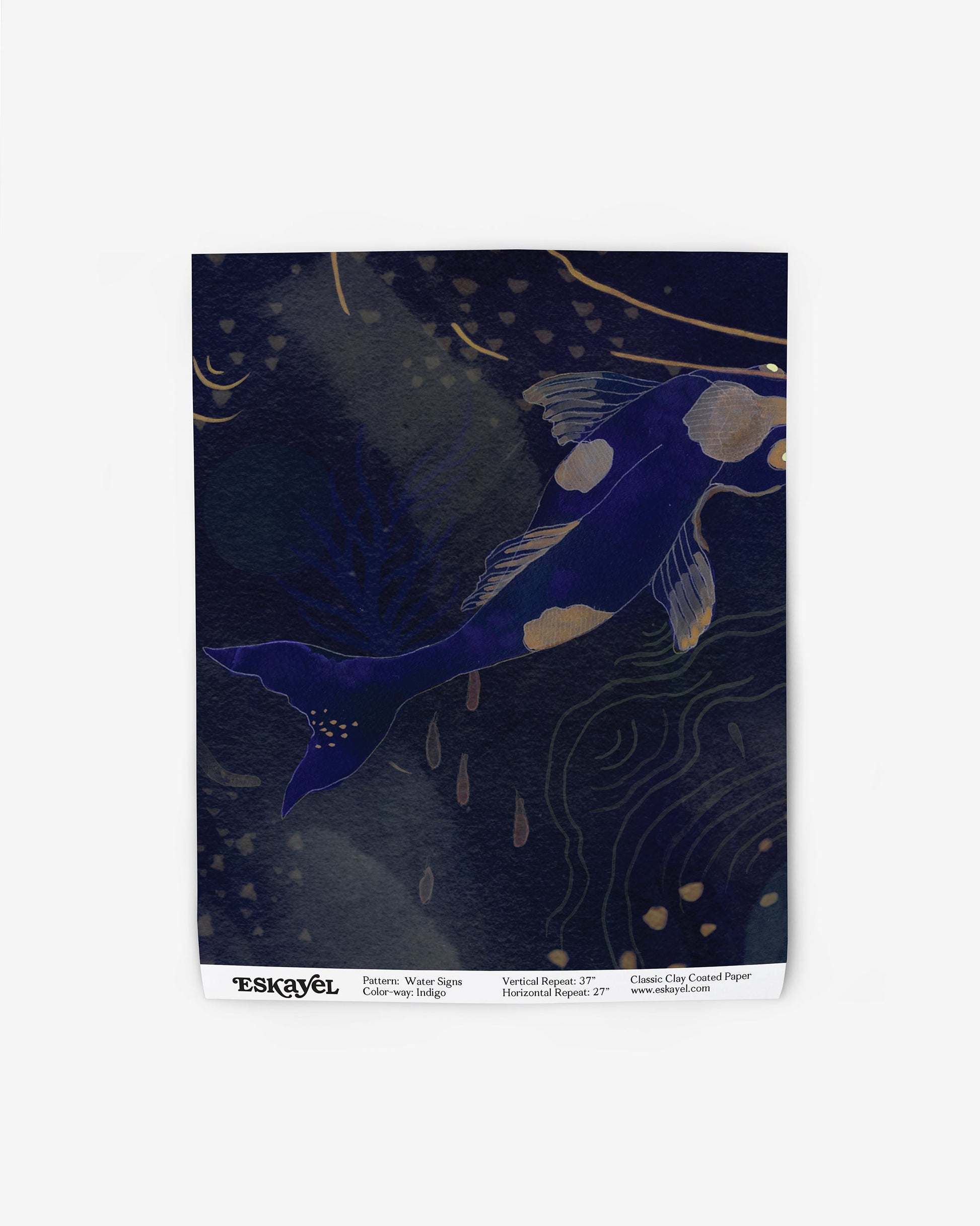 A Water Signs Wallpaper Sample Indigo koi fish on a blue background