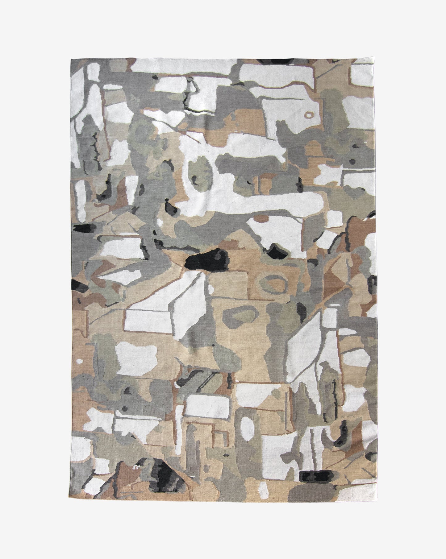 A Medina Flatweave Rug Blanca with a black and beige pattern