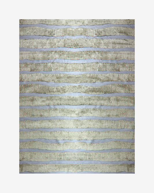 A Bold Stripe Hand Knotted Rug  Gulf with bold stripes on a white background