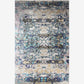 A rug from the Expo Hand Knotted Rug  Multi Collection with an abstract shapes design and a blue and gold color scheme on a white background