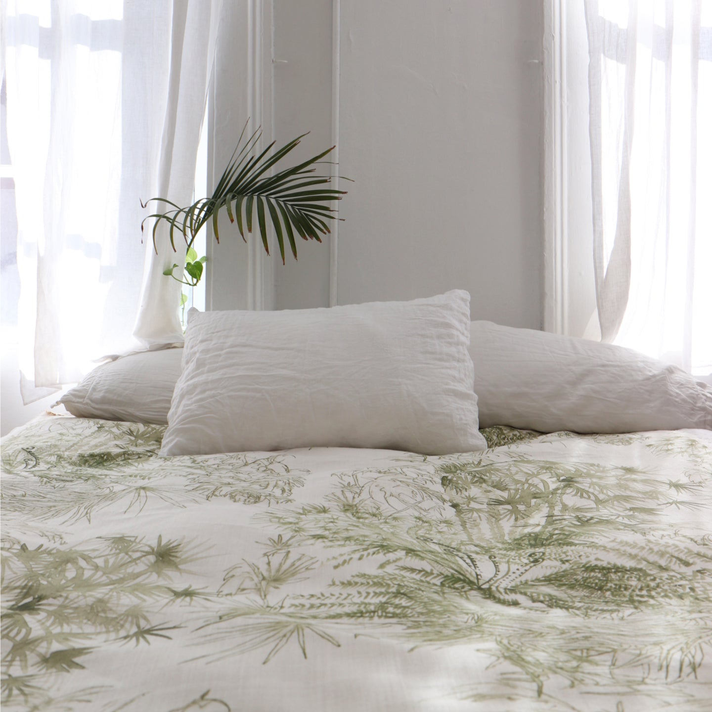 A bed with a plant on it