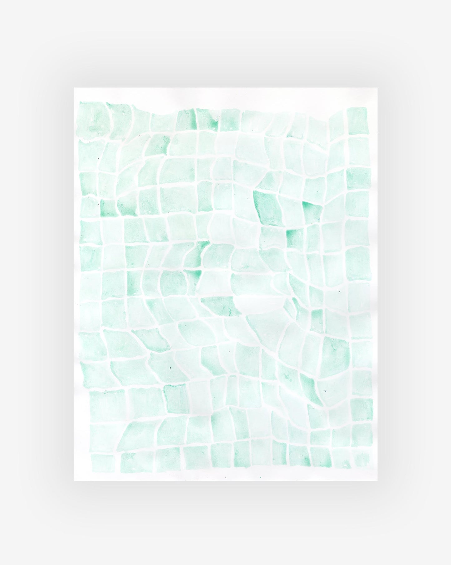 Abstract pattern of the bottom of a pool with green and white shapes.