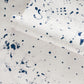 A playful Bandanarama Wallpaper||Indigo with polka dots on a white and blue paper with splatters on it.