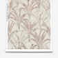 Travelers Palm is a pattern of palm trees on overlapping scallops. In Shell, the colorway is dusty rose on beige.