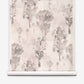Aionas Grasscloth||Alba wallpaper roll featuring a beige hand-woven sisal grasscloth background with a repeating gray watercolor botanical print of stylized trees and organic-shaped flowers.