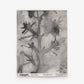 Aionas Grasscloth Sample in Phyllite featuring a dark gray watercolor-style botanical pattern on a light gray textured background.