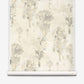 Aionas Grasscloth||Sol wallpaper featuring a watercolor botanical pattern of muted gray and tan trees on textured off-white hand woven sisal grasscloth.