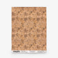 Alhelí Grasscloth||Frangipani brown-toned botanical wallpaper featuring frangipani flowers and leaves over a textured background, with printed product information at the bottom.