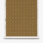 A roll of Alhelí Grasscloth||Jasmine wallpaper featuring an all-over pattern of small, overlapping flower-shaped leaves in shades of olive green, yellow, and reddish-brown.