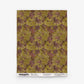Alhelí Grasscloth||Jasmine wallpaper sample with a repeating pattern of dark purple leaves on a textured, biophilic grasscloth background, featuring a label with details at the bottom.