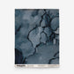 An Aquarelle Grasscloth Sample in Ocean, featuring a dark blue, watercolor-style marbled pattern with product specifications at the bottom and an order button.