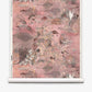 A roll of Atoll Grasscloth||Coral wallpaper featuring hand-painted, abstract watercolor patterns in pink, brown, and muted tones with swirling shapes and floral elements.