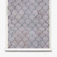 Baby Scallop Grasscloth||Pomegranate features a repeating scallop pattern in blue and gray, blending geometric motifs that evoke fish scales or overlapping fans.