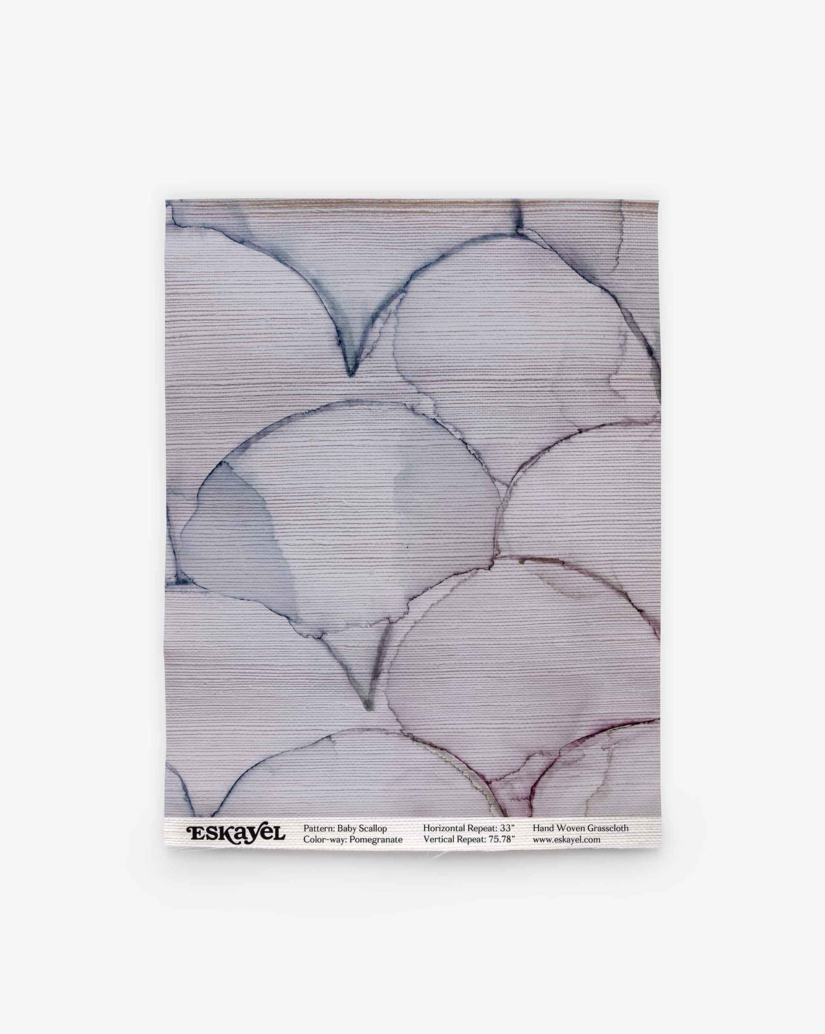 Preview the Baby Scallop Grasscloth Sample||Pomegranate, featuring overlapping pastel scallops and subtle texture—ideal for reviewing design details before you order.