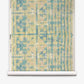 A roll of Banda Grasscloth||Banana custom wallpaper is displayed flat against a white background, featuring an abstract blue and yellow geometric pattern.